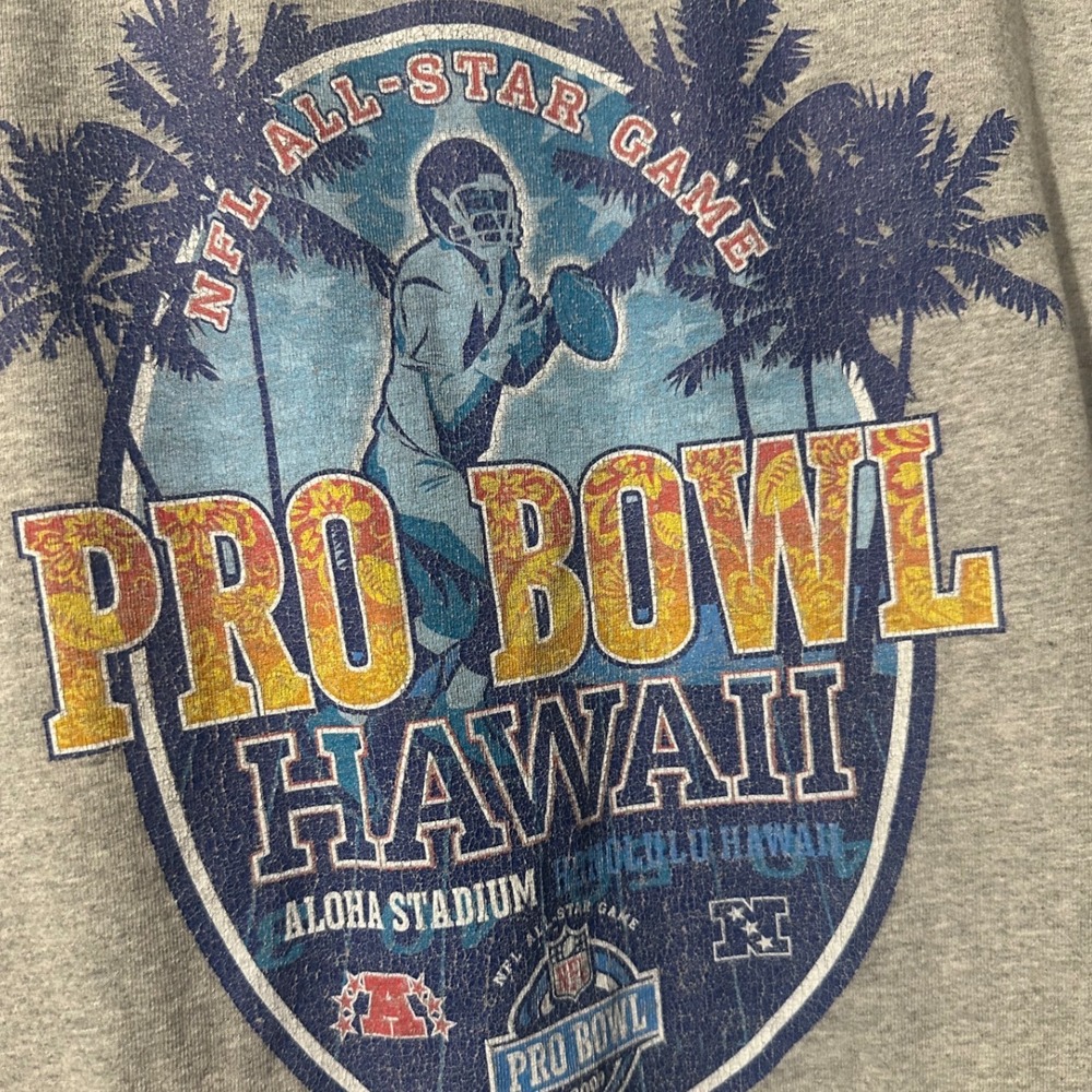 Reebok NFL Pro Bowl Hawaii 2009 All Star Game T-Shirt Heather Grey Graphic Tee